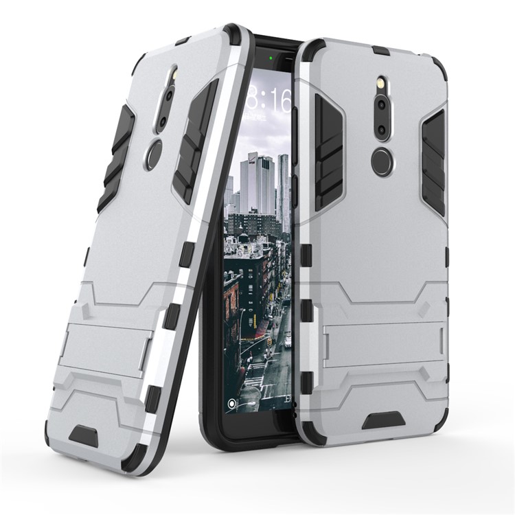 Cool Guard Kickstand PC TPU Hybrid Cover for Meizu M6T - Silver-1