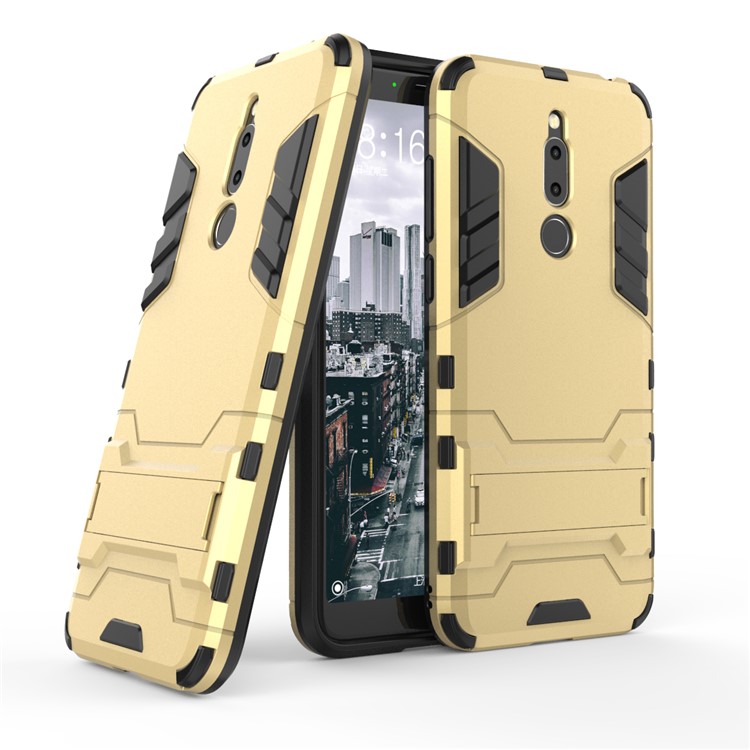 Cool Guard Kickstand Plastic TPU Hybrid Case for Meizu M6T - Gold-1