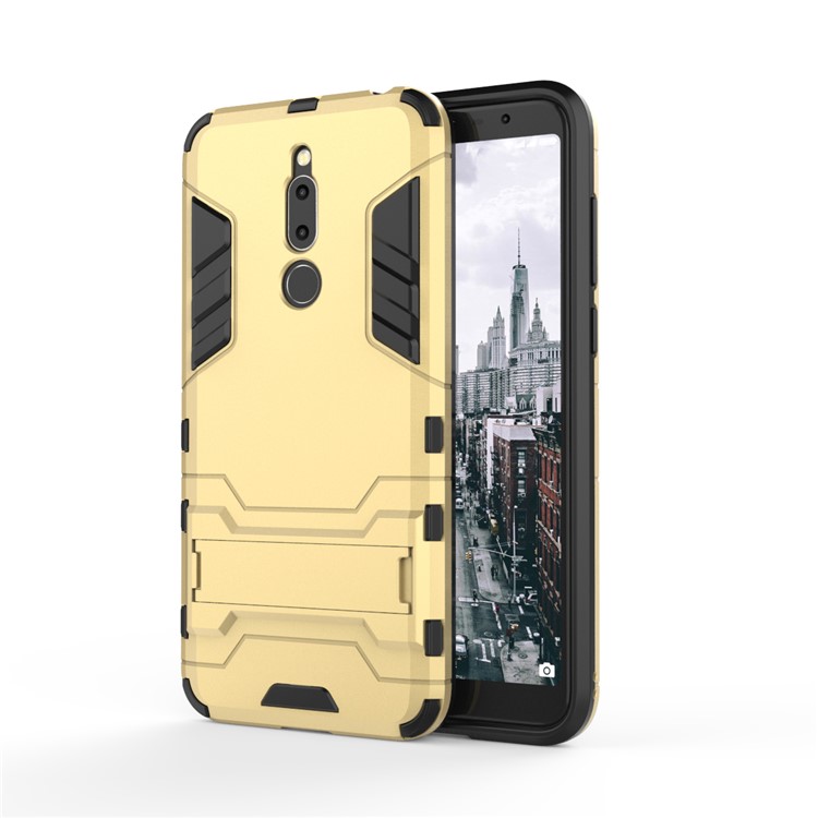 Cool Guard Kickstand Plastic TPU Hybrid Case for Meizu M6T - Gold-2