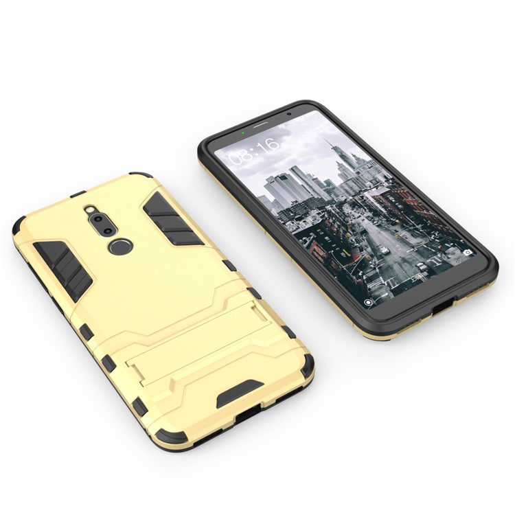 Cool Guard Kickstand Plastic TPU Hybrid Case for Meizu M6T - Gold-3