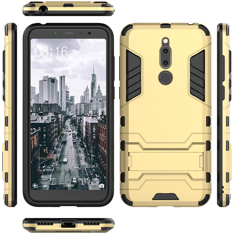 Cool Guard Kickstand Plastic TPU Hybrid Case for Meizu M6T - Gold-4