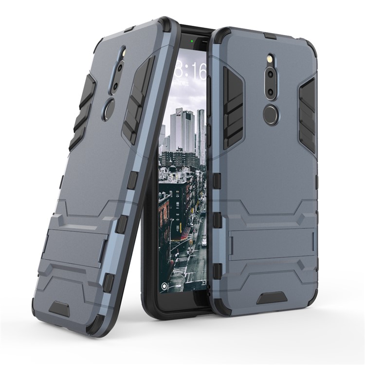 Cool Guard Kickstand PC TPU Hybrid Mobile Phone Case for Meizu M6T - Dark Blue-1
