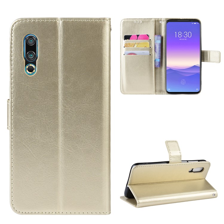 Crazy Horse Texture Wallet Leather Flip Case with Stand for Meizu 16s - Gold-1