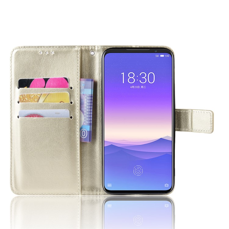 Crazy Horse Texture Wallet Leather Flip Case with Stand for Meizu 16s - Gold-4