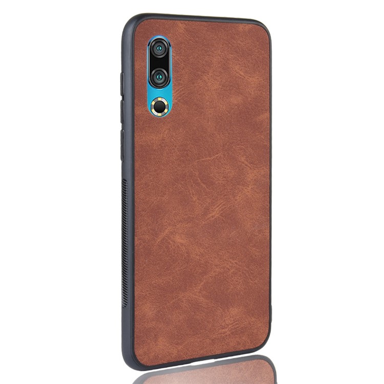 PU Leather Coated TPU + PC Back Phone Casing for Meizu 16s - Brown-4