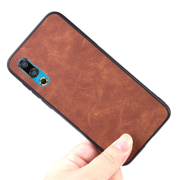 PU Leather Coated TPU + PC Back Phone Casing for Meizu 16s - Brown-5