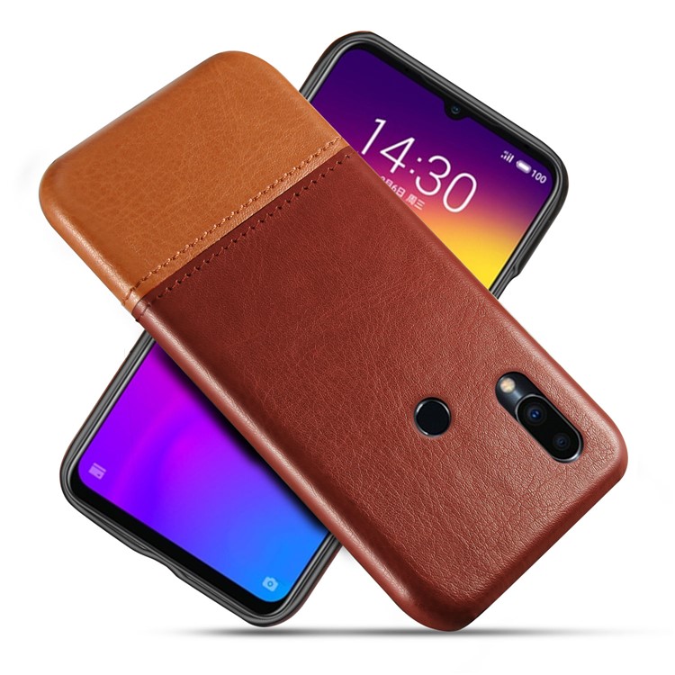 KSQ PU Leather Coated TPU Dual-color Splicing Back Shell for Meizu Note9 - Dark Brown / Light Brown-1