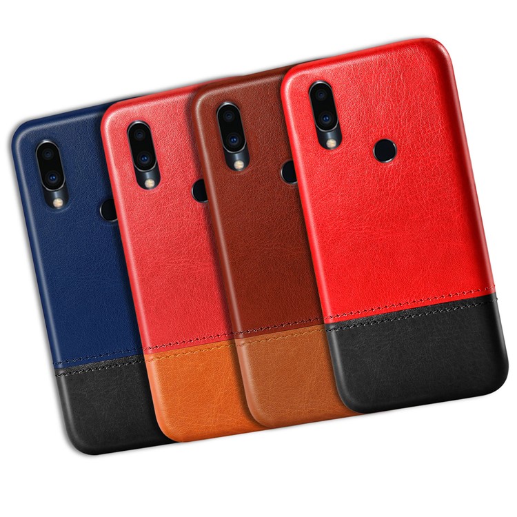 KSQ PU Leather Coated TPU Dual-color Splicing Back Shell for Meizu Note9 - Dark Brown / Light Brown-4