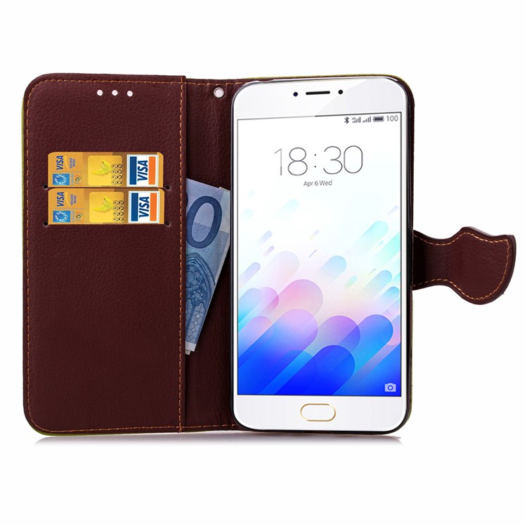 Leaf Flip Wallet Leather Shell for Meizu M3 Note - Black-13