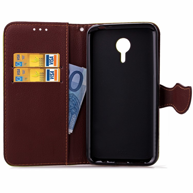 Leaf Flip Wallet Leather Shell for Meizu M3 Note - Black-6