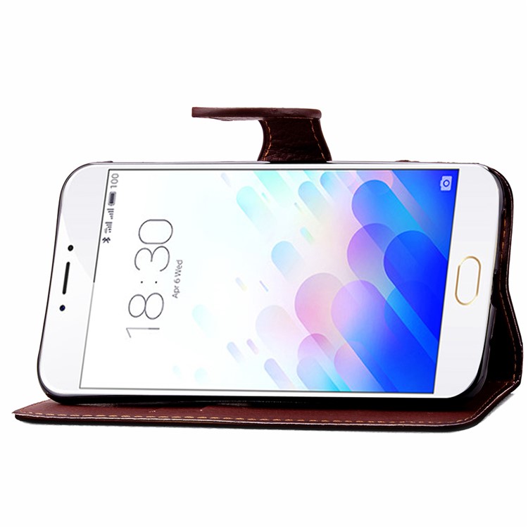 Leaf Flip Wallet Leather Shell for Meizu M3 Note - Black-7