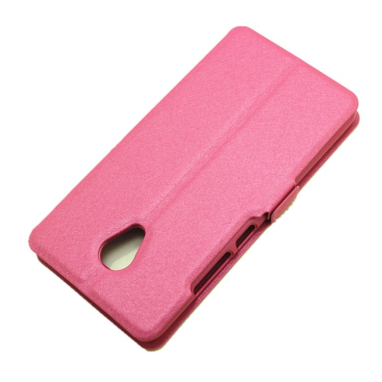 Silk Grain Dual Window Leather Stand Shell for Meizu m3 - Rose-7