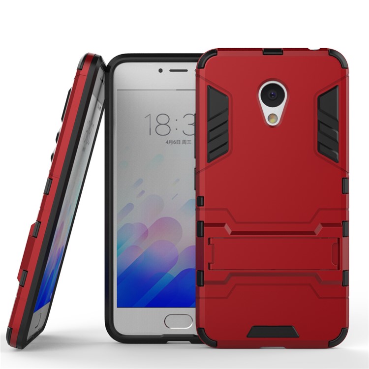 PC TPU Hybrid Cover for Meizu m3 with Kickstand - Red-2