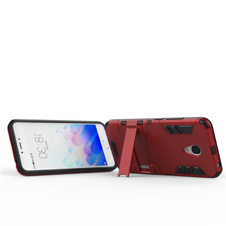 PC TPU Hybrid Cover for Meizu m3 with Kickstand - Red-4
