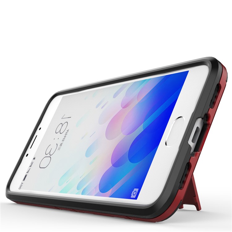 PC TPU Hybrid Cover for Meizu m3 with Kickstand - Red-6