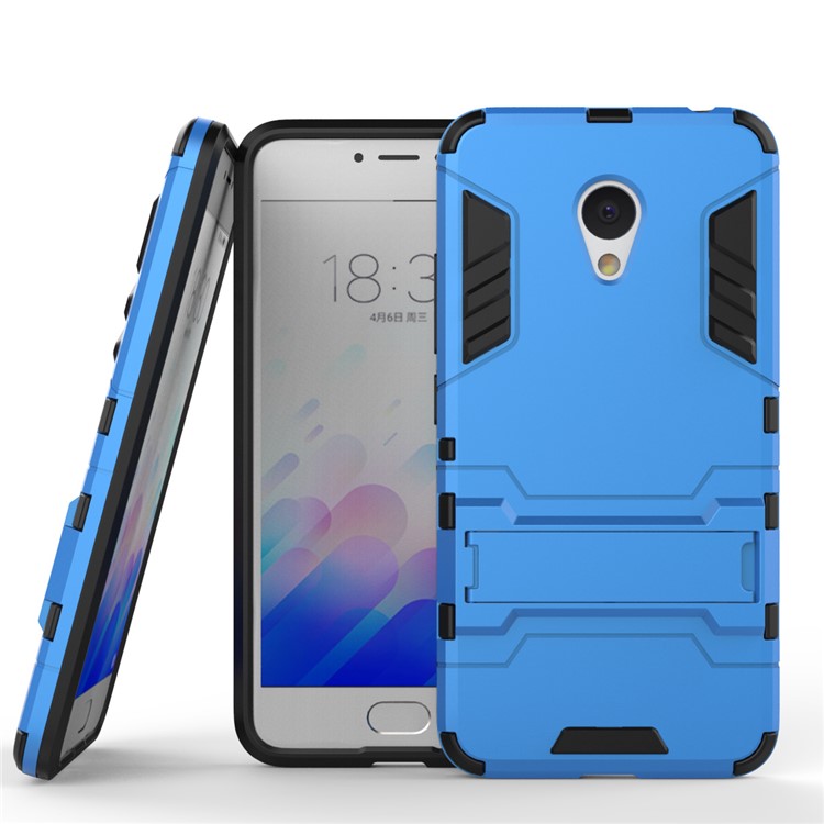 PC TPU Hybrid Phone Case for Meizu m3 with Kickstand - Baby Blue-2