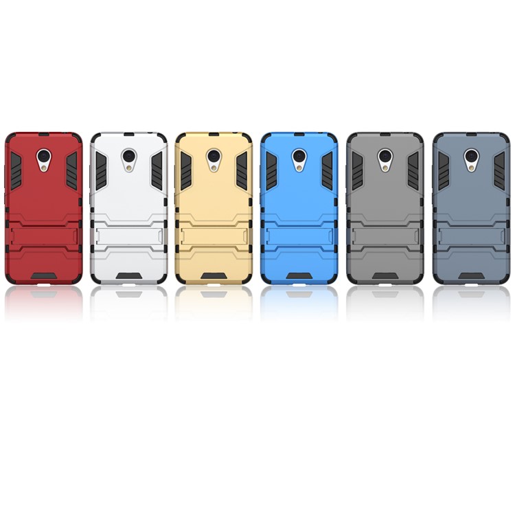 PC TPU Hybrid Back Case for Meizu m3 with Kickstand - Dark Blue-3