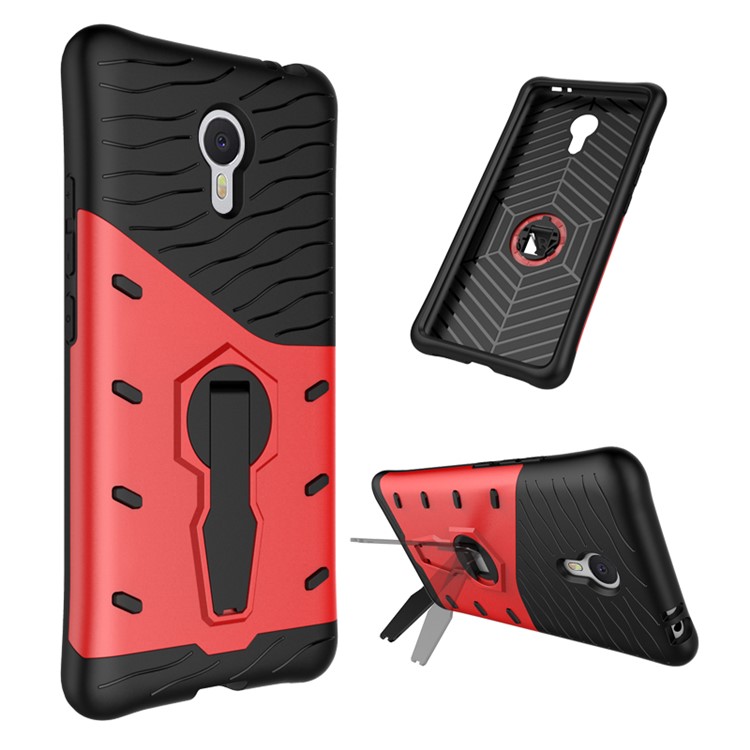Armor PC + TPU Hybrid Case Cover with Kickstand for Meizu m3 note - Red-1