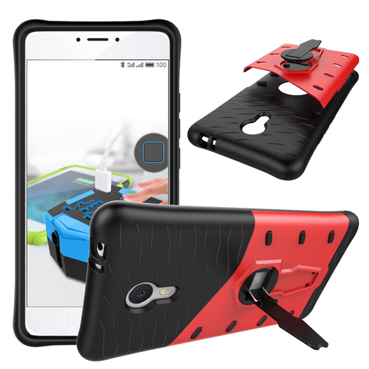 Armor PC + TPU Hybrid Case Cover with Kickstand for Meizu m3 note - Red-2