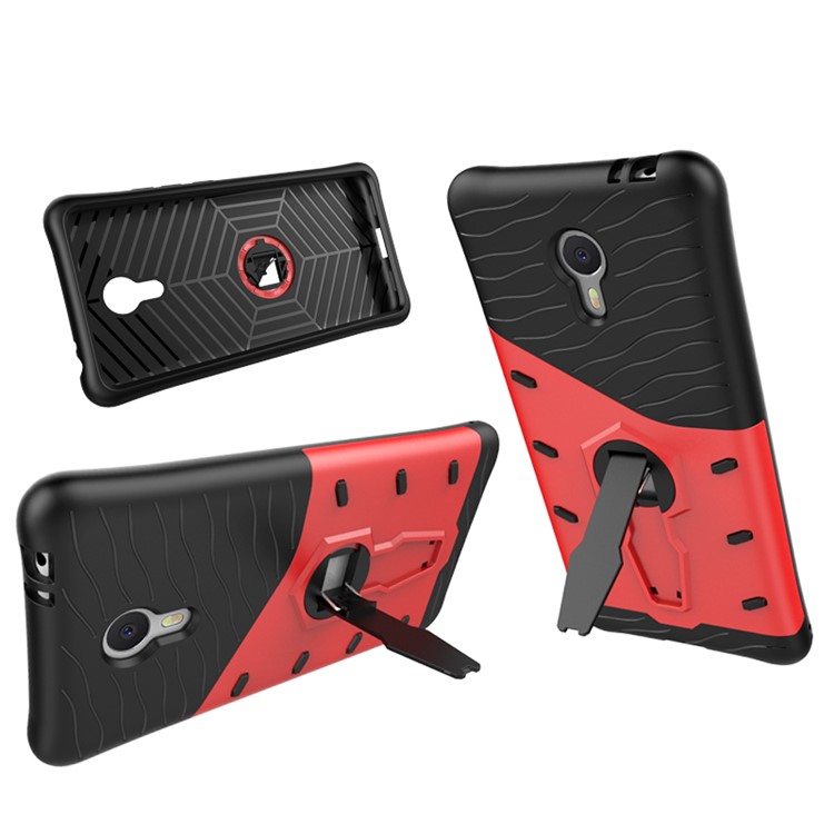 Armor PC + TPU Hybrid Case Cover with Kickstand for Meizu m3 note - Red-3