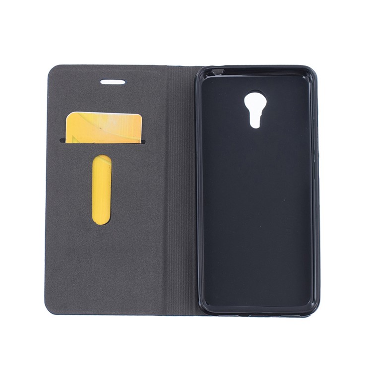 Two-color Linen Texture Leather Stand Case for Meizu m3 note - Dark Grey-9