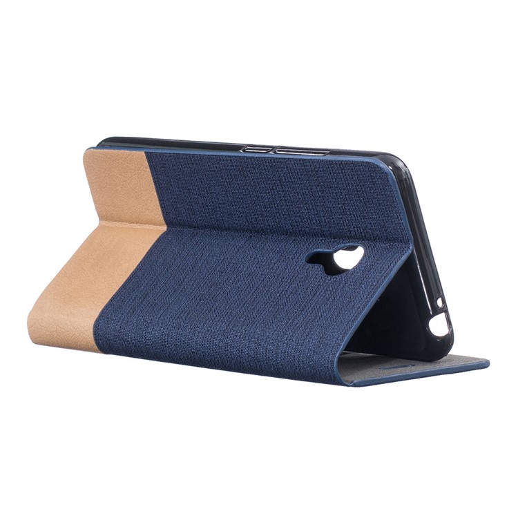 Two-color Linen Texture Leather Cover Case for Meizu m3 note - Dark Blue-4