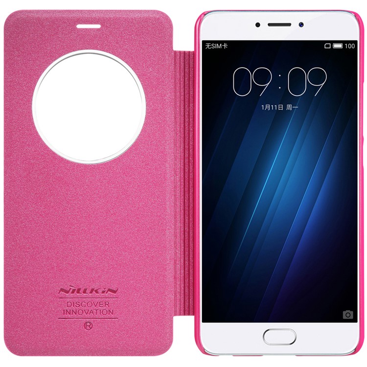 NILLKIN Sparkle Series Auto Wake / Sleep View Leather Case for Meizu M3E - Rose-5