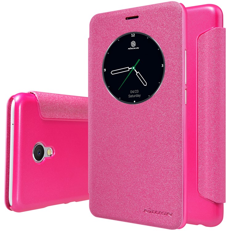 NILLKIN Sparkle Series Auto Wake / Sleep View Leather Case for Meizu M3E - Rose-7