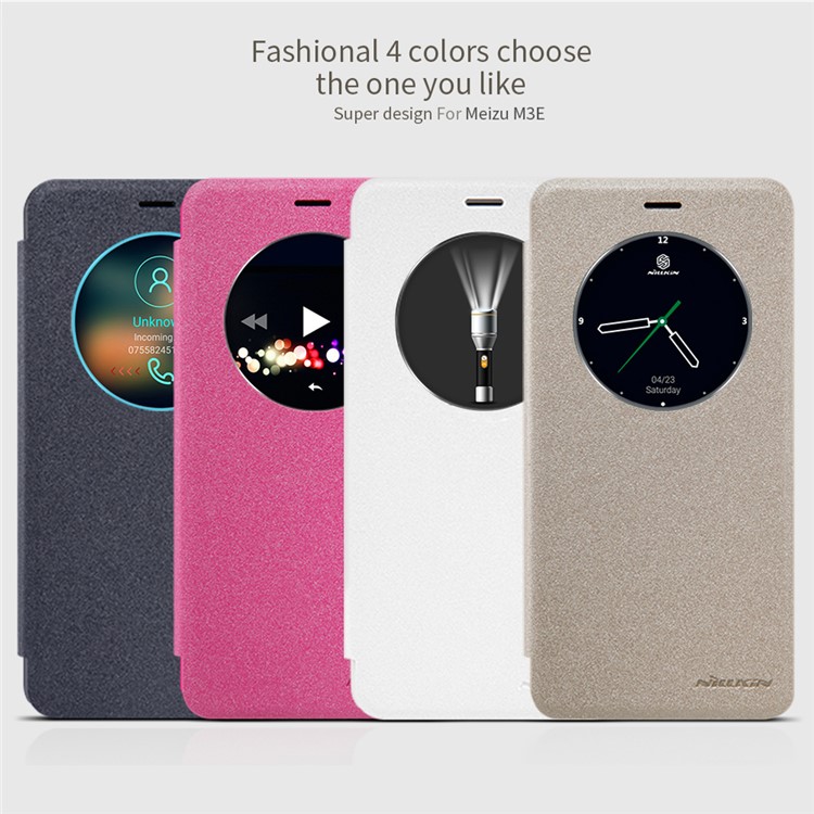 NILLKIN Sparkle Series Auto Wake / Sleep View Leather Case for Meizu M3E - Rose-8