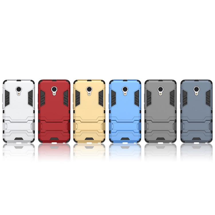 Solid PC + TPU Hybrid Case with Kickstand for Meizu m3e - Silver-1