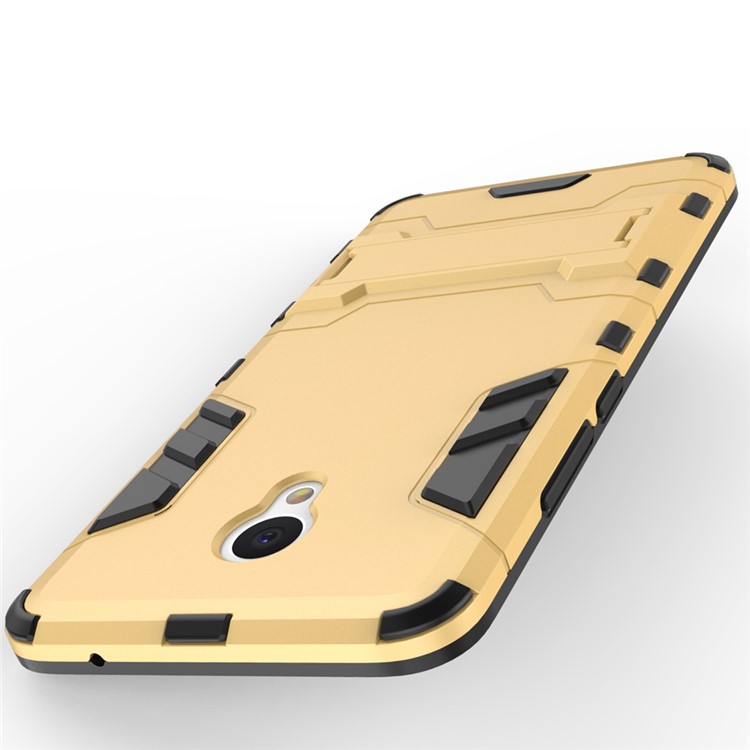 Solid PC + TPU Hybrid Case Cover with Kickstand for Meizu m3e - Gold-3