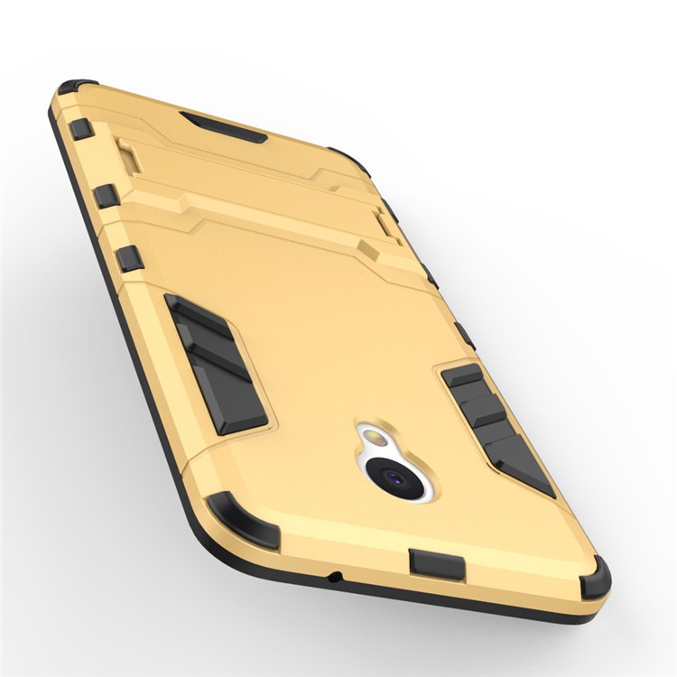 Solid PC + TPU Hybrid Case Cover with Kickstand for Meizu m3e - Gold-4