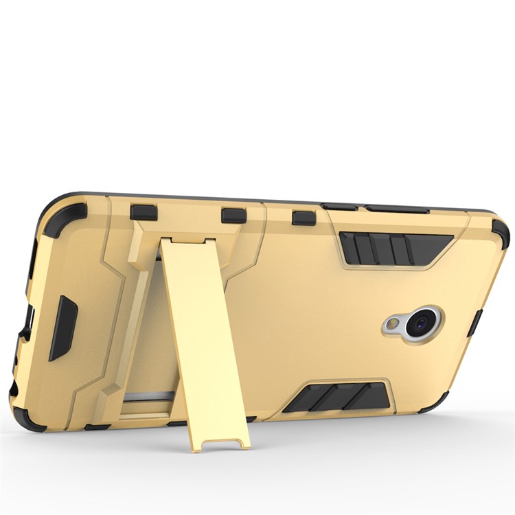 Solid PC + TPU Hybrid Case Cover with Kickstand for Meizu m3e - Gold-9