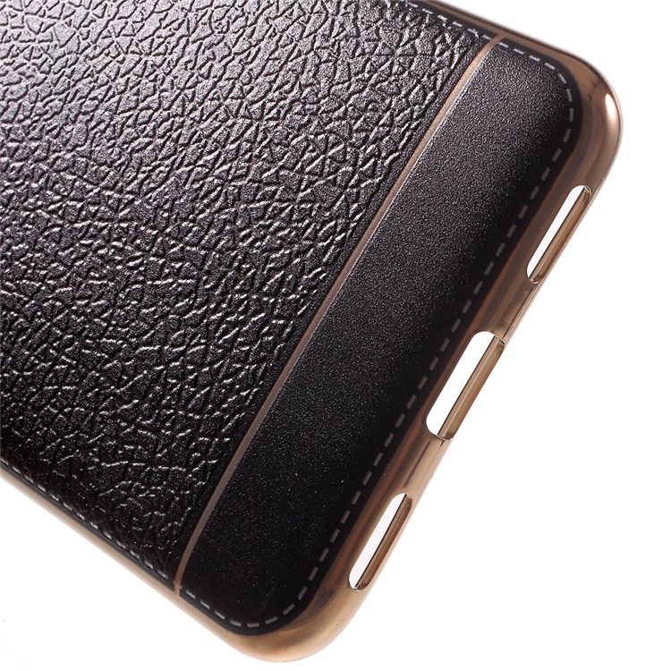 Litchi Texture PU Leather Coated Plating TPU Cover for Meizu M3 Note - Black-4