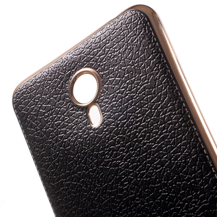 Litchi Texture PU Leather Coated Plating TPU Cover for Meizu M3 Note - Black-5