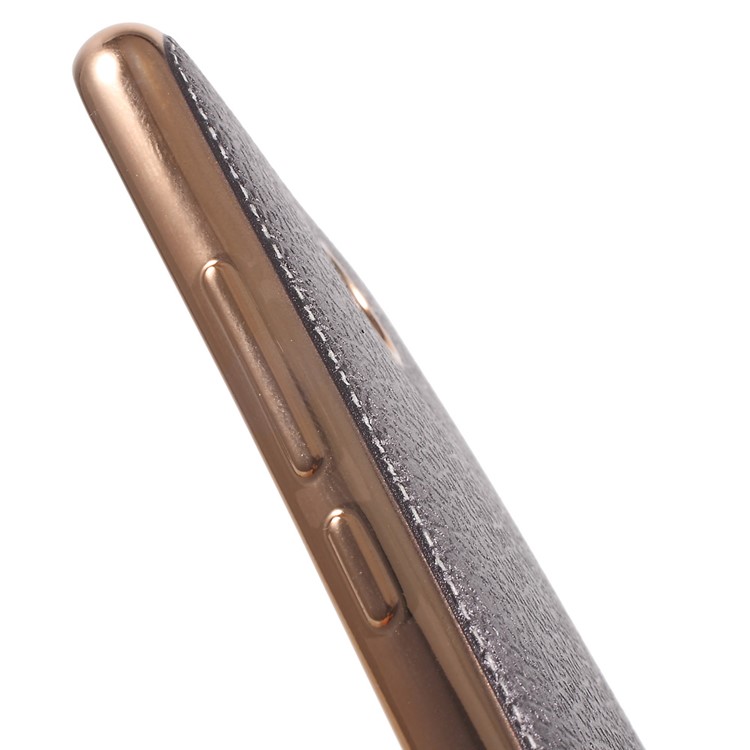 Litchi Texture PU Leather Coated Plating TPU Cover for Meizu M3 Note - Black-6