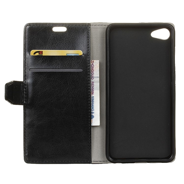 Crazy Horse Wallet Leather Stand Case for Meizu U10 - Black-4