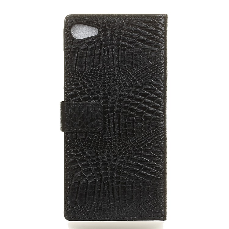 Crocodile Wallet Stand Leather Case Cover for Meizu U10 - Black-2