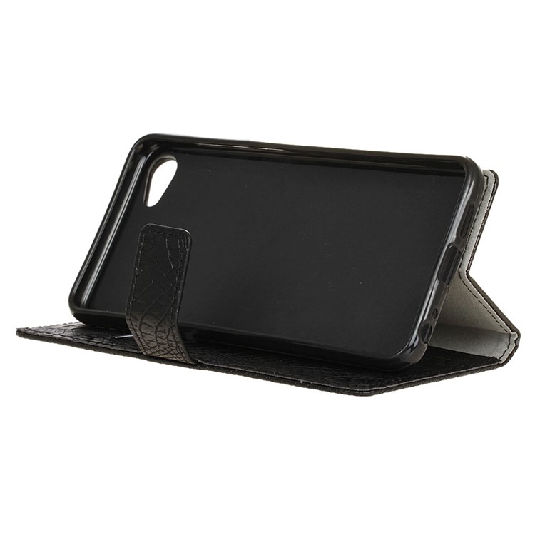 Crocodile Wallet Stand Leather Case Cover for Meizu U10 - Black-5