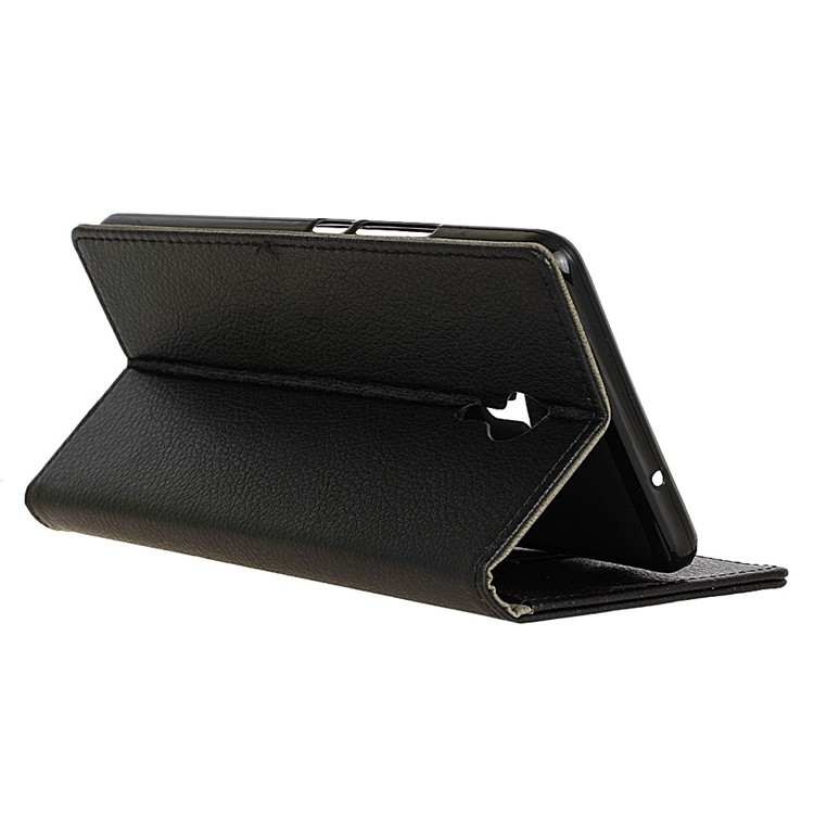Lychee Skin Wallet Leather Stand Case for Meizu m3 Max - Black-5
