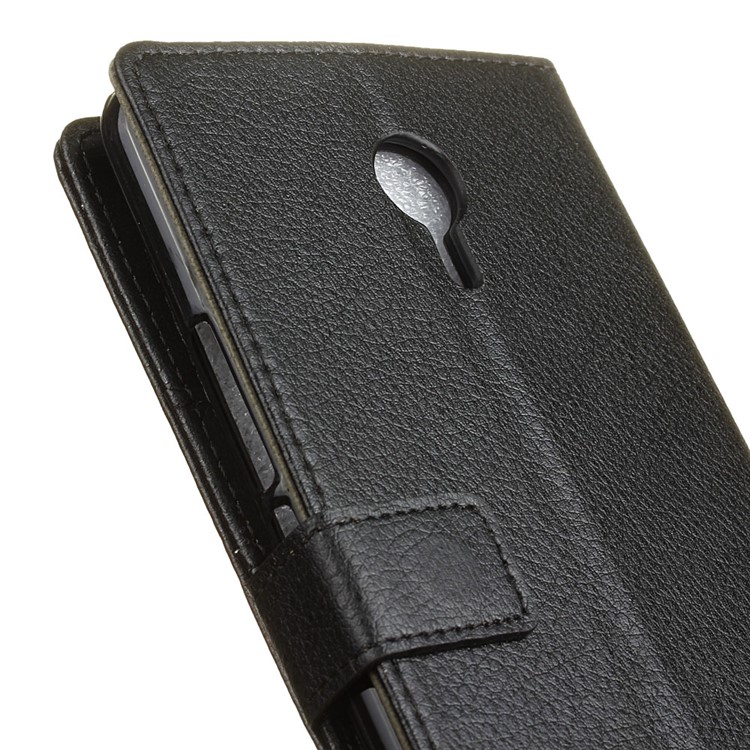 Lychee Skin Wallet Leather Stand Case for Meizu m3 Max - Black-7