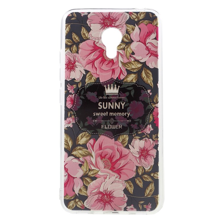 Softlyfit Embossed TPU Cover Case for Meizu m3 / m3s - Pretty Flowers-1