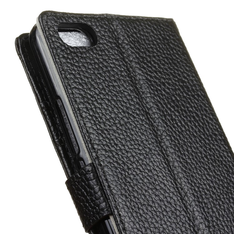 For Meizu U20 Wallet Genuine Leather Case Stand Litchi Texture - Black-3