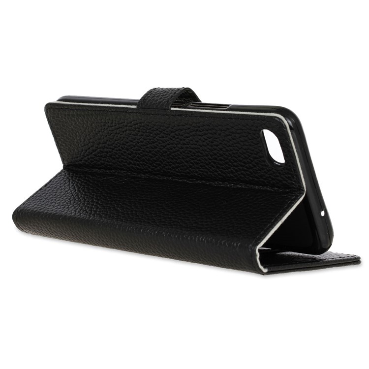 For Meizu U20 Wallet Genuine Leather Case Stand Litchi Texture - Black-6