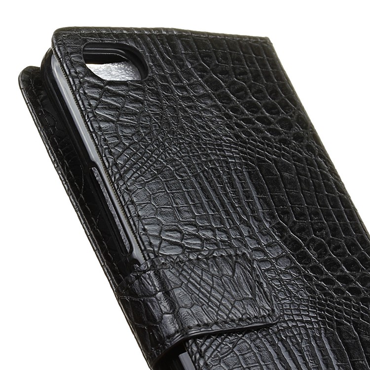 Crocodile Wallet Stand Leather Protective Case for Meizu U20 - Black-3