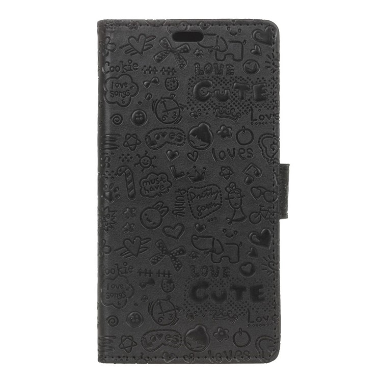 Cartoon Graffiti Leather Wallet Phone Case for Meizu U20 - Black-1