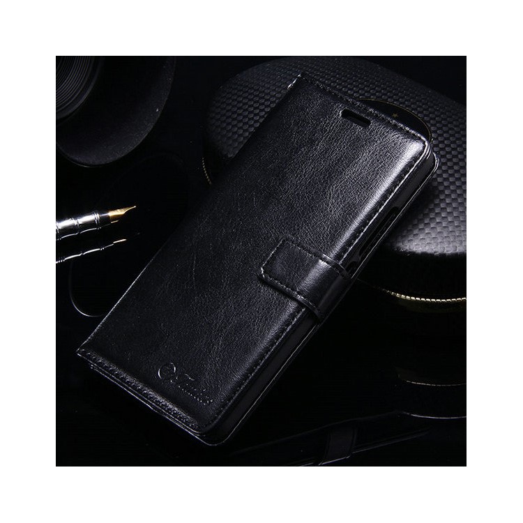 Crazy Horse Wallet Leather Stand Phone Case for Meizu m3s - Black-1