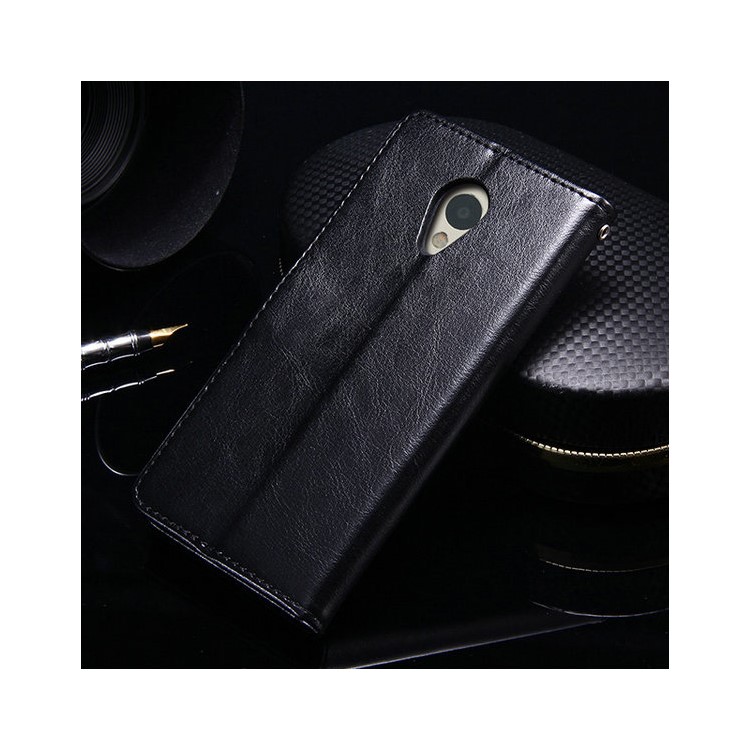 Crazy Horse Wallet Leather Stand Phone Case for Meizu m3s - Black-2