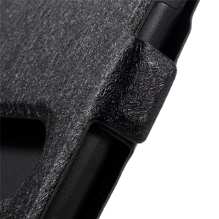 Dual View Window Silk Texture Leather Stand Case for Meizu M5 - Black-9