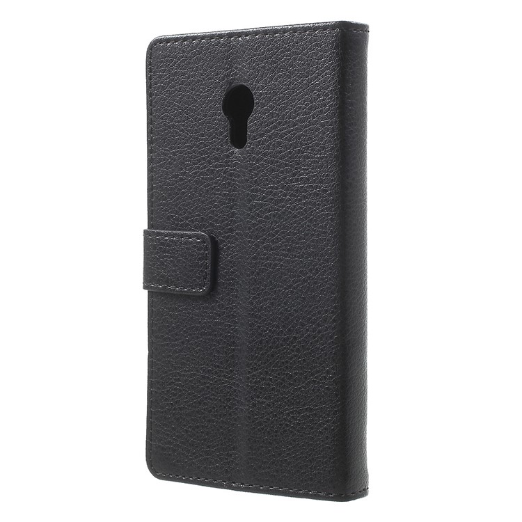 Lychee Skin Leather Wallet Case for Meizu m5 - Black-2